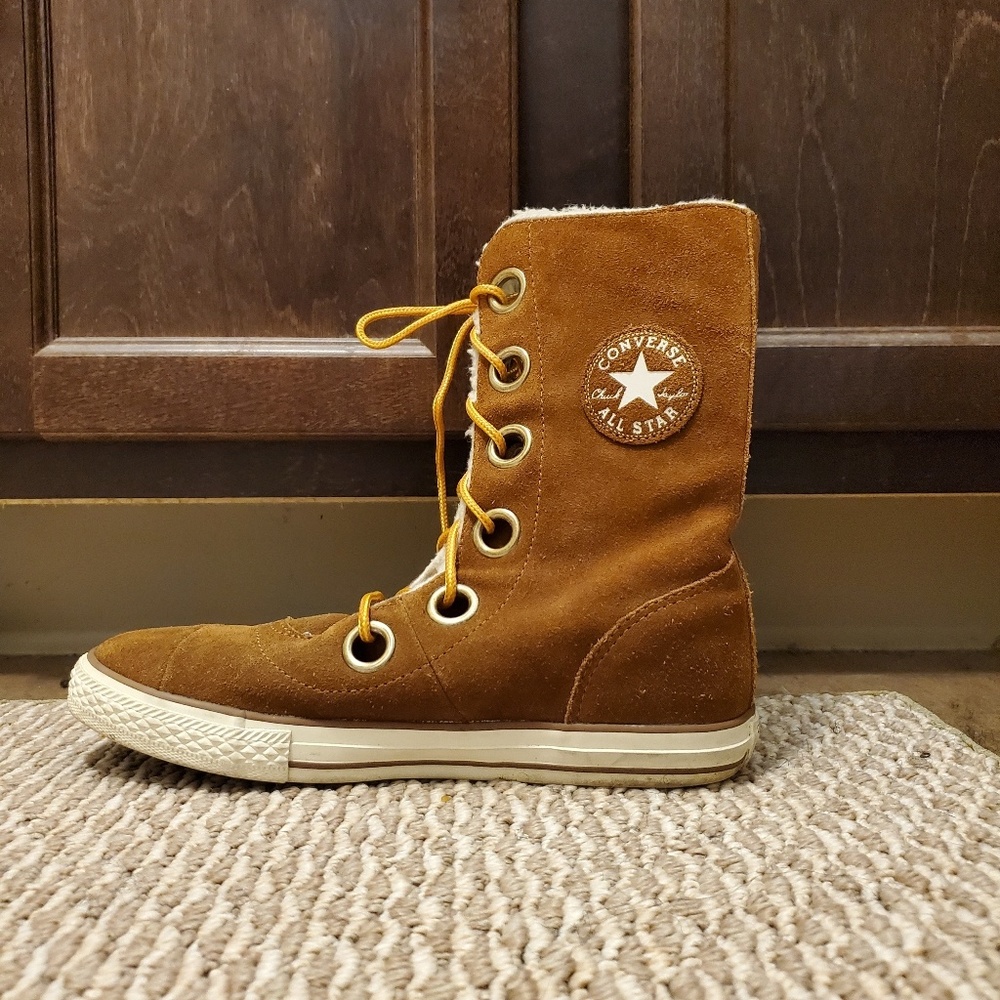 EUC Converse suede sherpa hi top sneakers